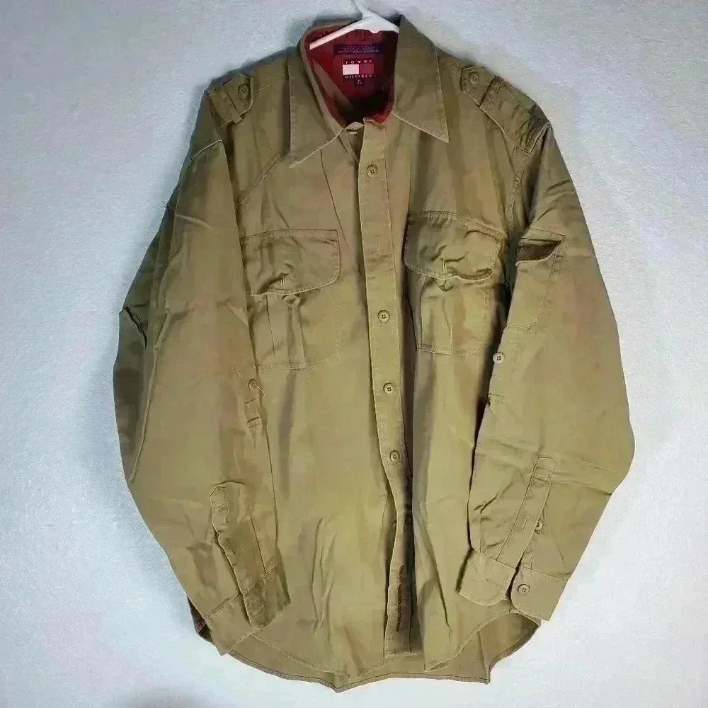 VTG 90s Tommy Hilfiger Outdoors Long Sleeve Button Up Hiking Shirt Med